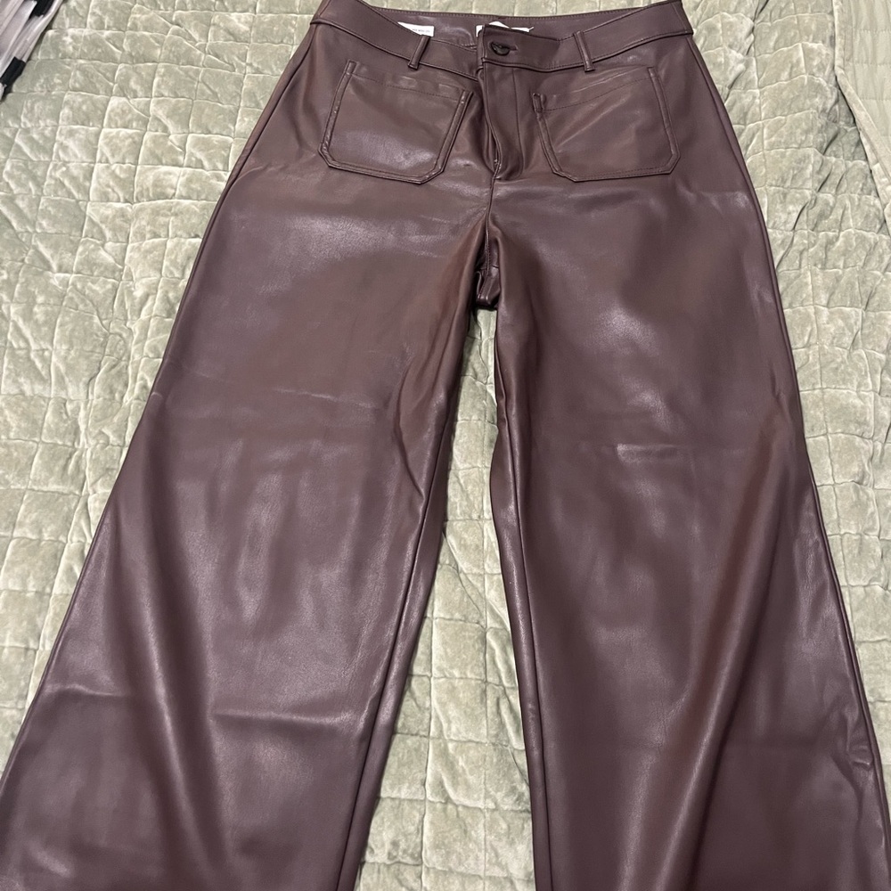 LOFT Chocolate Faux Leather Pants